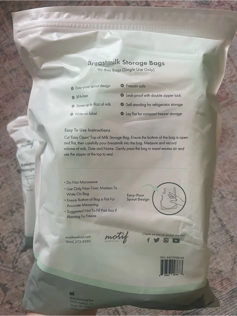 Motif 56 Women’s Breast Milk Storage Freezer Bag Bundle